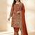 red embroidery crep full stitched farshi salwar
