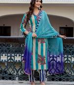 Women Printed Regular Pure Cotton Kurta with Trousers & With Dupatta