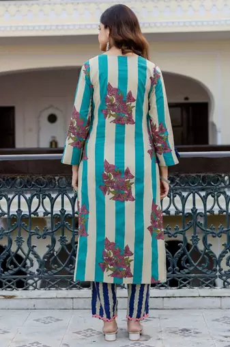 Women Printed Regular Pure Cotton Kurta with Trousers & With Dupatta