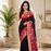 black color zari weaves contrast pallu and designer chaap border dual tone silk blend saree