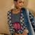 Blue Ethnic Motifs Printed Straight Round Neck Thread Work Pure Cotton Kurta Set