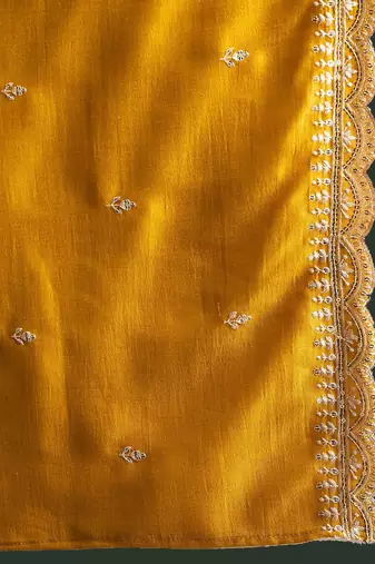 Floral Embroidered Thread Work Kurta With Trousers & Dupatta