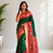 emerald green color zari weaves contrast pallu and designer chaap border dual tone silk blend saree