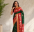 emerald green color zari weaves contrast pallu and designer chaap border dual tone silk blend saree