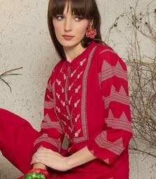 Women Ethnic Motifs Print Regular Beads and Stones Pure Cotton Kurta with Trouser
