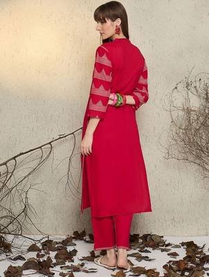 Women Ethnic Motifs Print Regular Beads and Stones Pure Cotton Kurta with Trouser 4