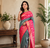 grey color zari weaves contrast pallu and designer chaap border dual tone silk blend saree