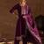 Burgundy Embroidered Regular Thread Work Straight Kurta With Trousers & Dupatta