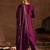 Burgundy Embroidered Regular Thread Work Straight Kurta With Trousers & Dupatta