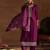 Burgundy Embroidered Regular Thread Work Straight Kurta With Trousers & Dupatta