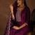 Burgundy Embroidered Regular Thread Work Straight Kurta With Trousers & Dupatta