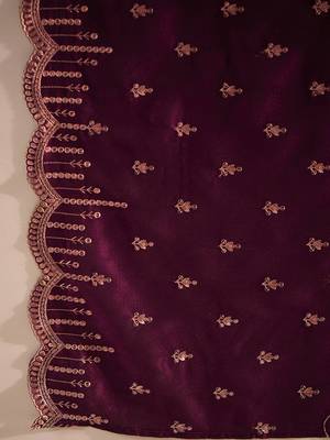 Burgundy Embroidered Regular Thread Work Straight Kurta With Trousers & Dupatta 7