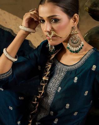 Women Embroidered Regular Sequinned Kurta with Trousers & With Dupatta 2