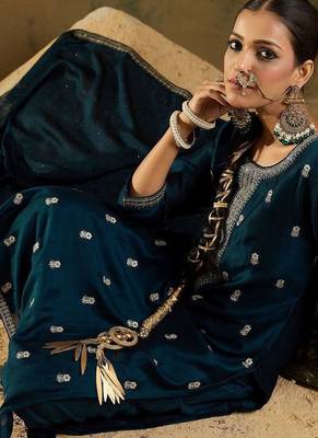 Women Embroidered Regular Sequinned Kurta with Trousers & With Dupatta 7