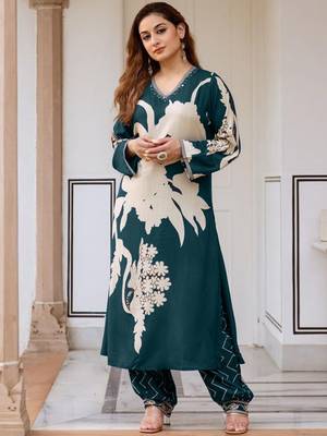 Women Floral Printed Regular Sequinned Kurta with Salwar 1