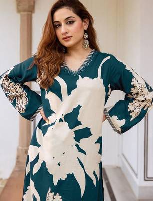 Women Floral Printed Regular Sequinned Kurta with Salwar 7