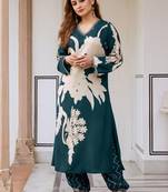 Floral Printed Sequinned A-Line Kurta With Salwar