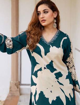 Floral Printed Sequinned A-Line Kurta With Salwar 5