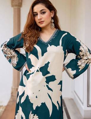 Floral Printed Sequinned A-Line Kurta With Salwar 7