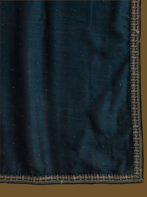 Ethnic Embroidered Thread Work Round Neck Silk Blend Kurta with Trouser & Dupatta 4