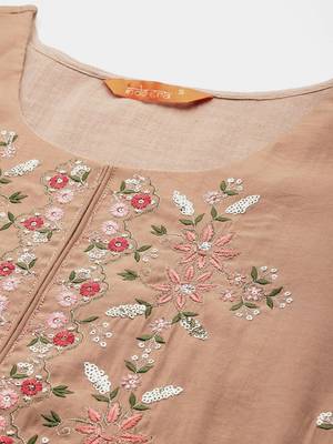 Women Floral Embroidered Regular Thread Work Kurta with Trousers & With Dupatta 3