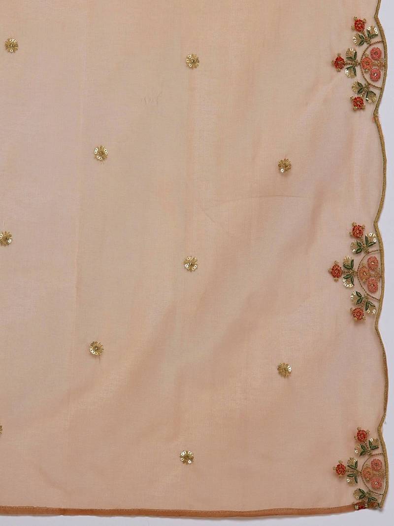 Women Floral Embroidered Regular Thread Work Kurta with Trousers & With Dupatta