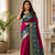 magenta color zari weaves contrast pallu and designer chaap border dual tone silk blend saree