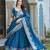 TEAL BLUE  VICHITRA SILK PARTY WEAR EMBROIDERY ANARKALI LEHENGA CHOLI