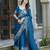 TEAL BLUE  VICHITRA SILK PARTY WEAR EMBROIDERY ANARKALI LEHENGA CHOLI