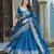 TEAL BLUE  VICHITRA SILK PARTY WEAR EMBROIDERY ANARKALI LEHENGA CHOLI