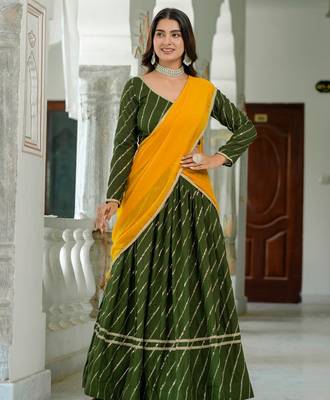 MEHENDI VICHITRA SILK PARTY WEAR EMBROIDERY ANARKALI LEHENGA CHOLI 1