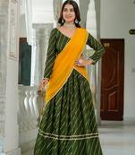 MEHENDI VICHITRA SILK PARTY WEAR EMBROIDERY ANARKALI LEHENGA CHOLI