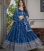 RAMA CHINON SILK PARTY WEAR EMBROIDERY ANARKALI LEHENGA CHOLI