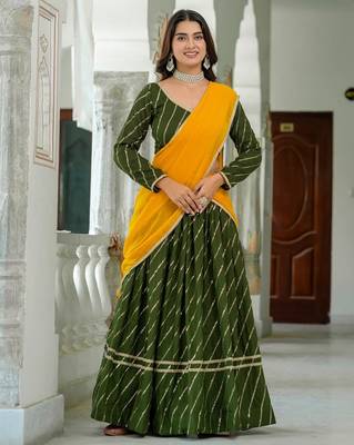 MEHENDI VICHITRA SILK PARTY WEAR EMBROIDERY ANARKALI LEHENGA CHOLI 4