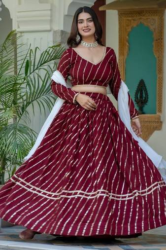 MAROON VICHITRA SILK PARTY WEAR EMBROIDERY ANARKALI LEHENGA CHOLI