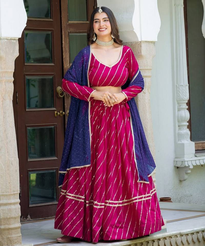 PINK VICHITRA SILK PARTY WEAR EMBROIDERY ANARKALI LEHENGA CHOLI