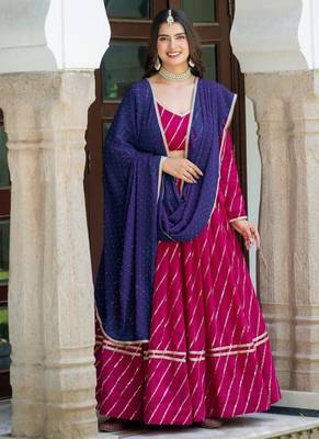PINK VICHITRA SILK PARTY WEAR EMBROIDERY ANARKALI LEHENGA CHOLI 2