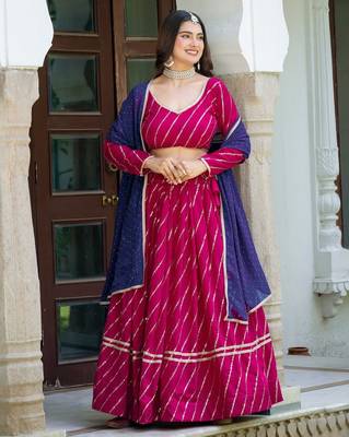 PINK VICHITRA SILK PARTY WEAR EMBROIDERY ANARKALI LEHENGA CHOLI 3