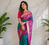 sea green color zari weaves contrast pallu and designer chaap border dual tone silk blend saree