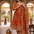 orange embroidery silk blend  full stitched anarkali suit 