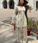 green print cotton full stitched farshi salwar