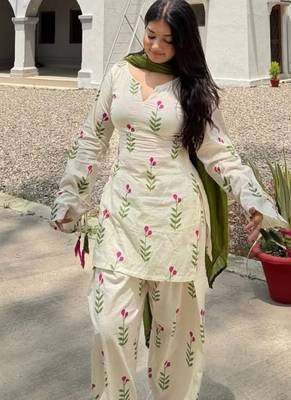 green print cotton full stitched farshi salwar 3