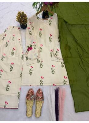 green print cotton full stitched farshi salwar 4
