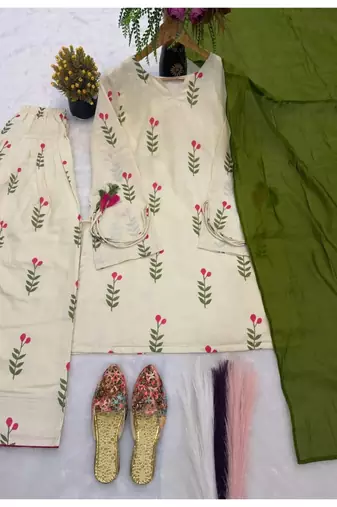 green print cotton full stitched farshi salwar