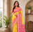 yellow color zari weaves contrast pallu and designer chaap border dual tone silk blend saree