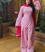 pink print cotton full stitched farshi salwar