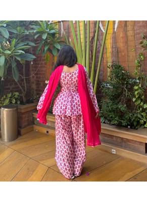 pink print cotton full stitched farshi salwar 3