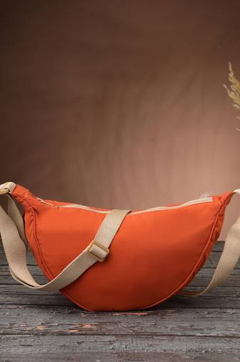   burnt orange polyester solid crossbody bag
