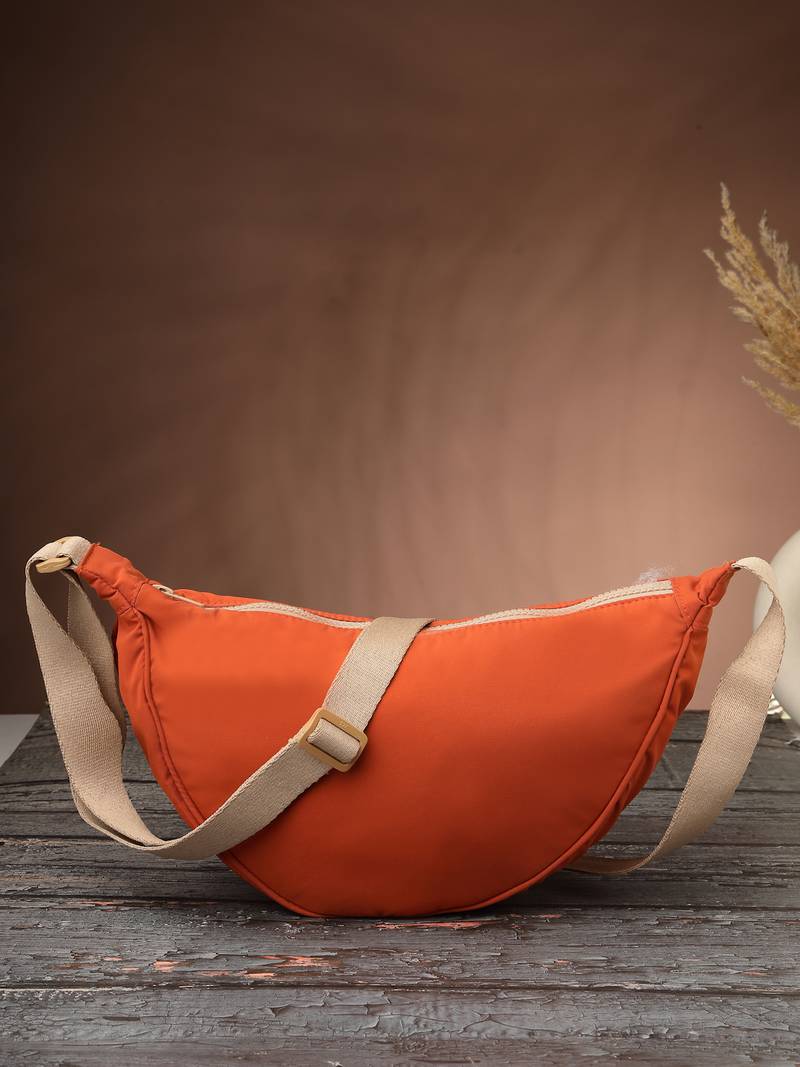  burnt orange polyester solid crossbody bag