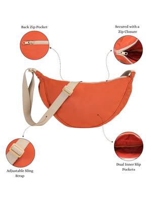   burnt orange polyester solid crossbody bag 3